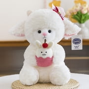32cm Cute White Sheep Stuffed Plush Animal, Soft Lamb Plush Toy with Cupcake Bunny Ornament for Kids Gift