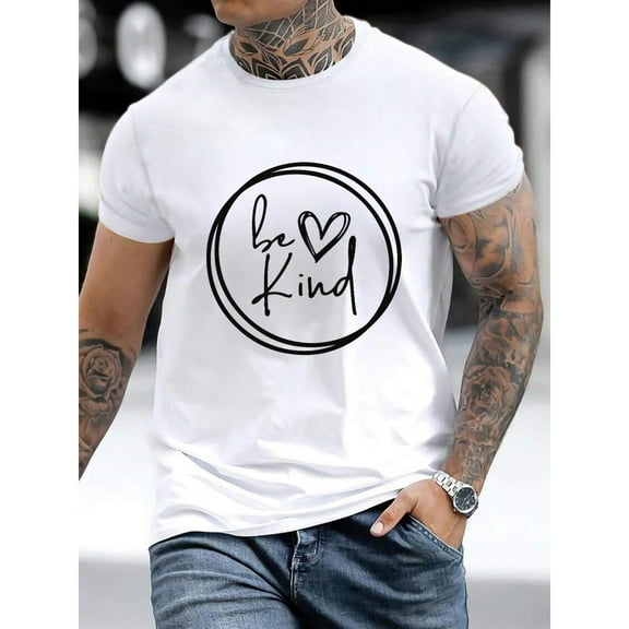 Comfortable Letter Graphic Tee Heart Tee T Shirt Tops Short Sleeve Round Neck White S-5XL