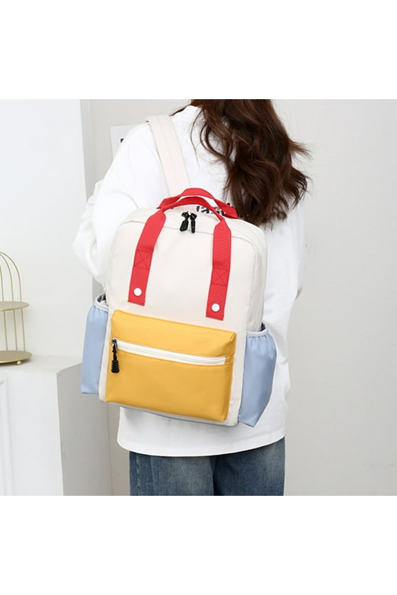 Comfortable Lightweight Double Shoulder Backpack, Breathable Cloth Bag with Cute Style and Color Blocking, Casual Daypack for Daily Use