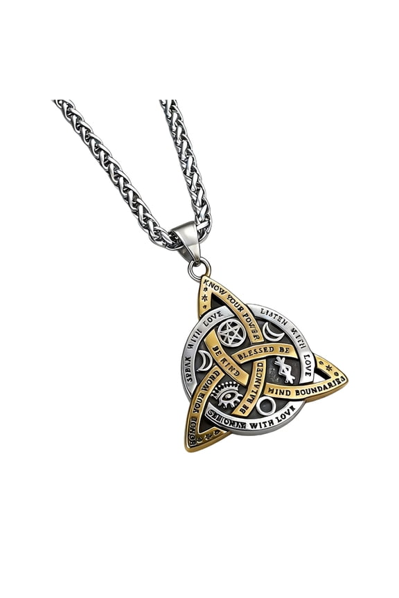 Comfortable Lightweight Triple Goddesses Trinitys Knot Necklace Clavicle Chain With Meaningful Engravings For Daily Wear