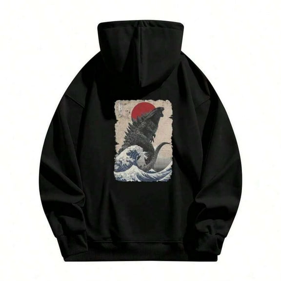 Comfortable Long Sleeve Hip-Hop Unique Japanese Godzillaed Great Wave Hoodie S-5XL Clothes Graphic Fans Men Crew Neck Pure Hoody Shirts