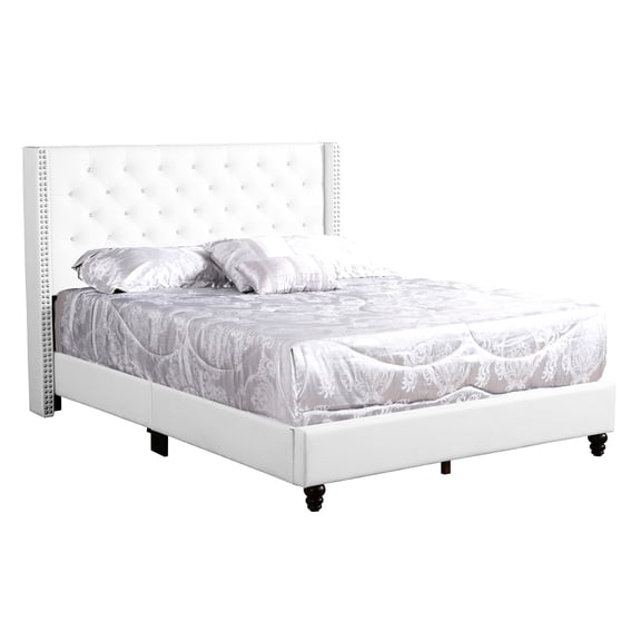 Comfortable Lounging Experience - White Elegant Transitional Upholstered Bed