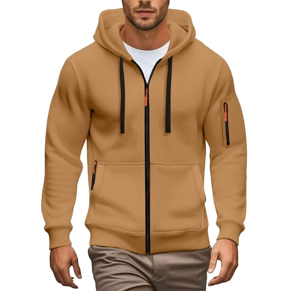 Comfortable Men Athletic Hooded Jacket Double Zipper Storage Sports Look