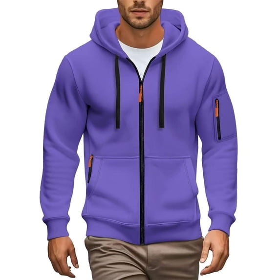 Comfortable Men Athletic Hooded Jacket Double Zipper Storage Sports Look