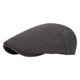 thumbnail image 1 of Comfortable Men's Cotton Newsboy Cap Flat Hat Classic Herringbone Pattern Adjustable Fit for Golf Cabbie Driving Daily Wear (Dark Gray), 1 of 8