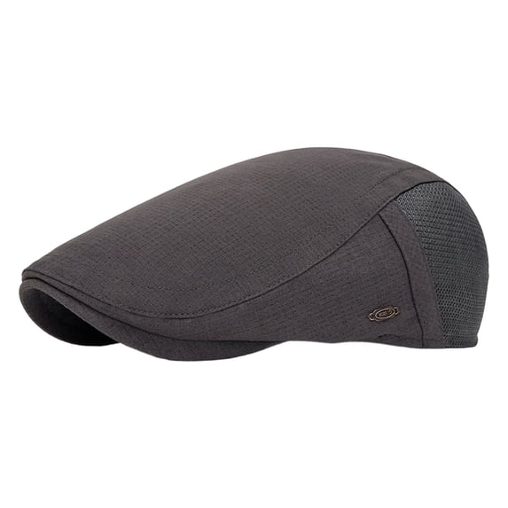 Comfortable Men's Cotton Newsboy Cap Flat Hat Classic Herringbone Pattern Adjustable Fit for Golf Cabbie Driving Daily Wear (Dark Gray)