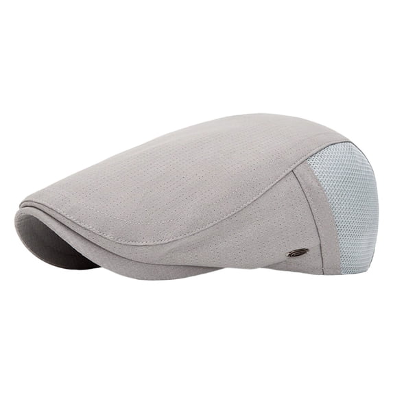 Comfortable Men's Cotton Newsboy Cap Flat Hat Classic Herringbone Pattern Adjustable Fit for Golf Cabbie Driving Daily Wear (Light Gray)