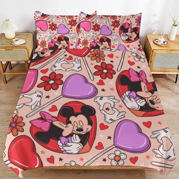 Comfortable Mickey Bedding 3 Pieces Set With Pillow Shams for All Seasons 90"x90"