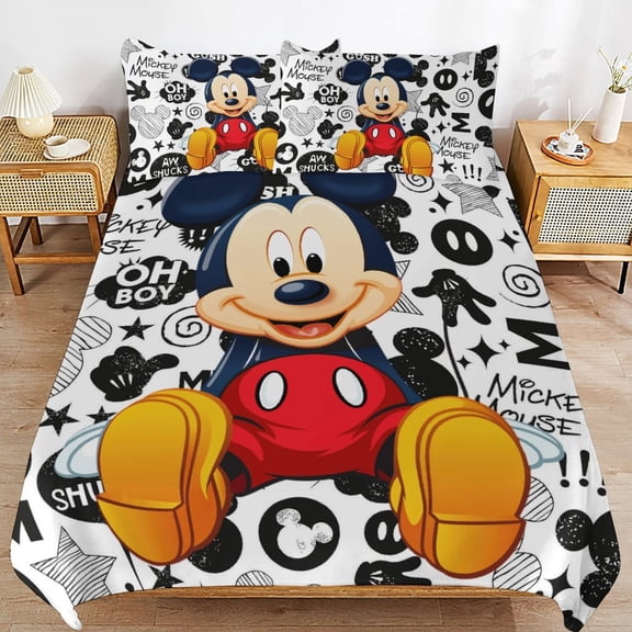 Comfortable Mickey Mickey Bedding 3 Pieces Set With Pillow Shams for All Seasons 90"x90"
