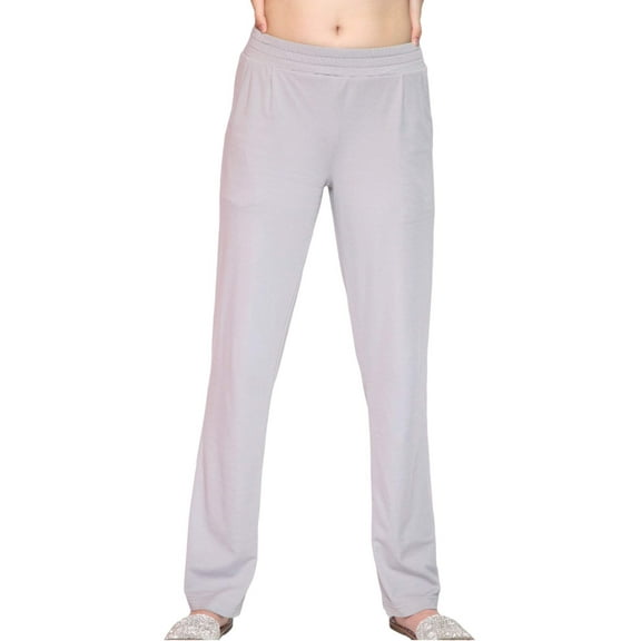 Comfortable Mid-Rise 100% Premium Cotton Light Grey Women's Straight Leg Pants - Sizes S-2XL - Miracles Manifester