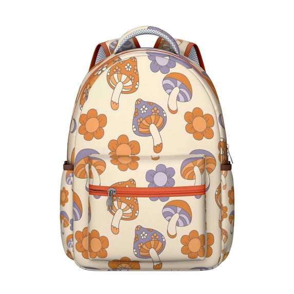 Comfortable Mushroom Print Backpack for College, Roomy School Bookbag with Computer Compartment, Durable Material, Wonderful Gift for Students Daily Use