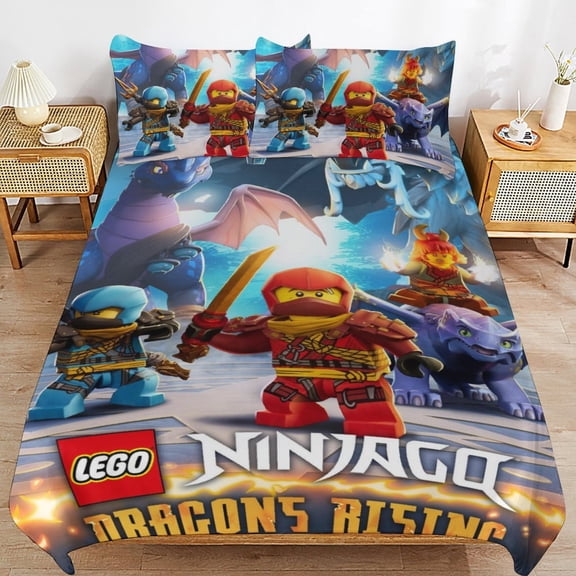 Comfortable Ninjago Bedding 3 Pieces Set With Pillow Shams for All Seasons 79"x90"