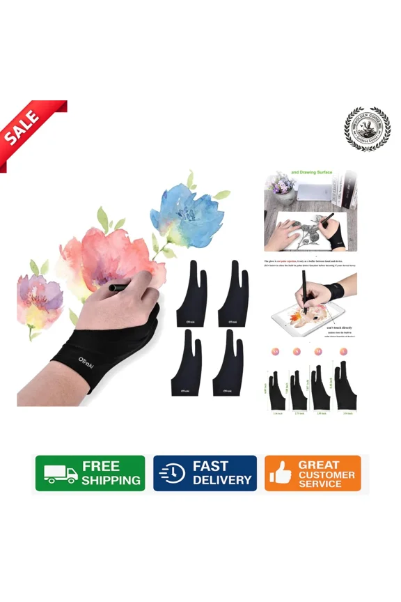 Comfortable Nylon Artist Gloves - 4 Pack Smudge-Proof For Digital Drawings