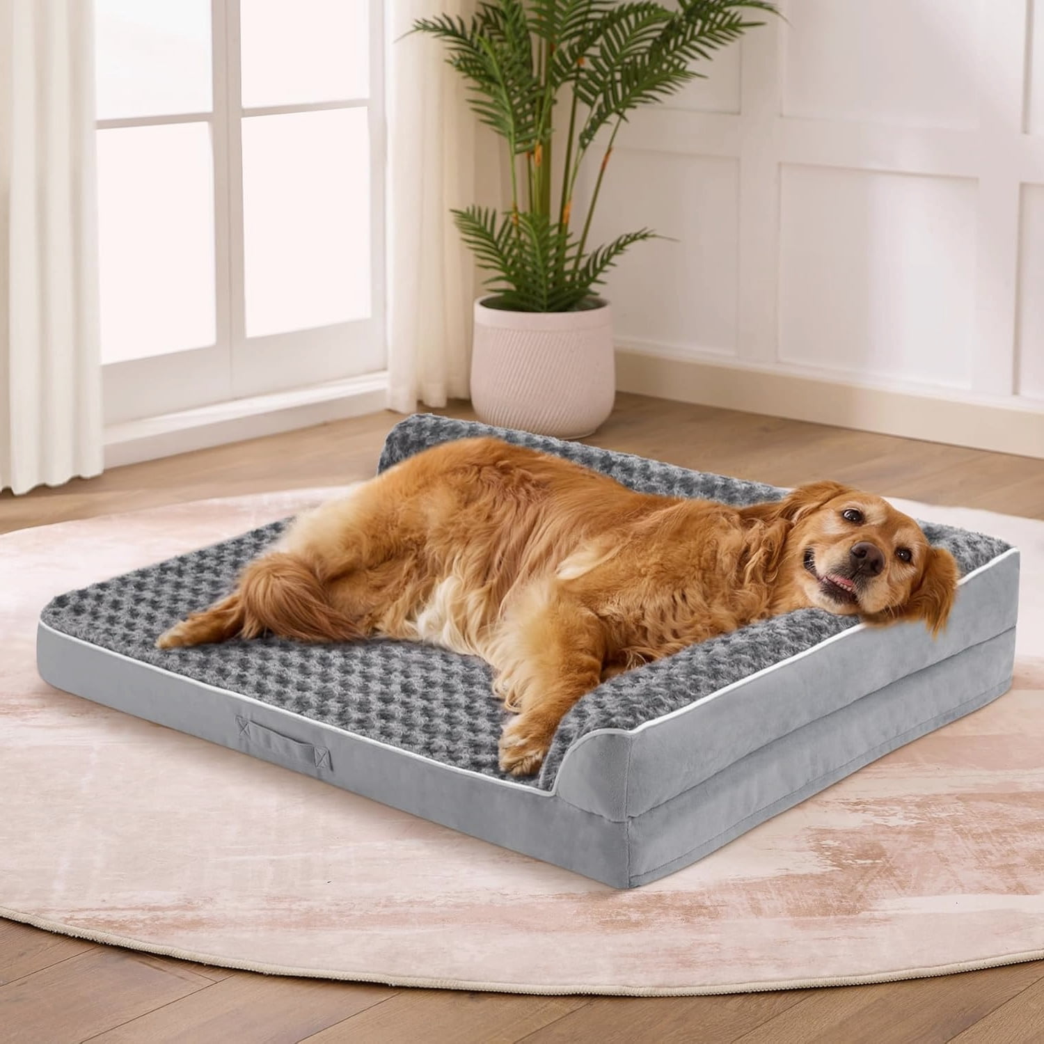 Comfortable Orthopedic Dog Bed for Large Dogs Grey 42"x30" Easy to Clean