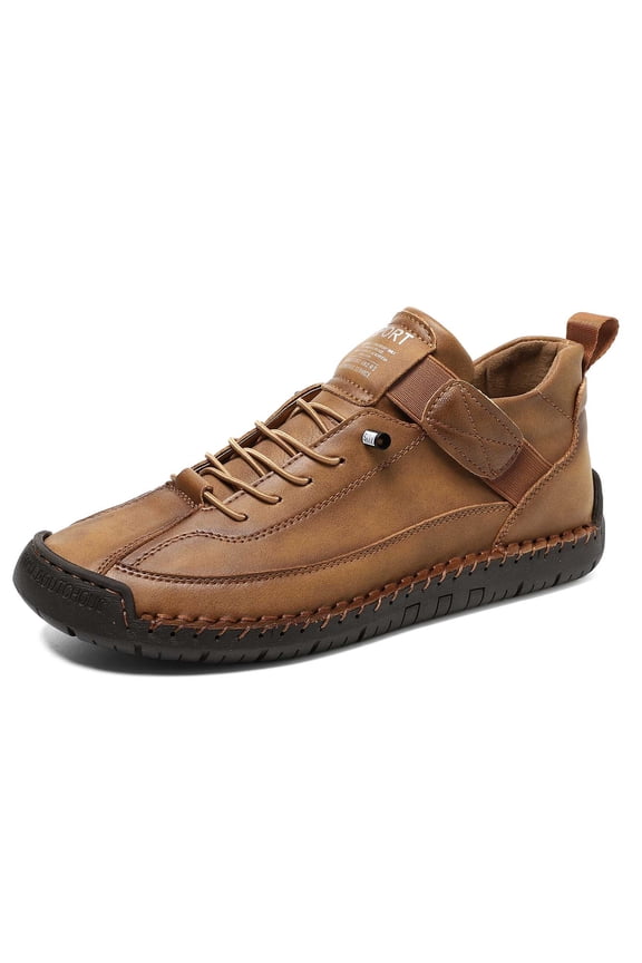 Comfortable Orthopedic Sneakers Unisex Support Handmade Leather Shoes Flat Loafers for Walking Hiking - Slip On Design with Arch Support