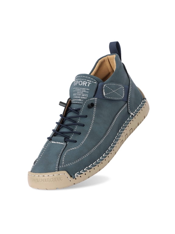 Comfortable Orthopedic Sneakers Unisex Support Handmade Leather Shoes Flat Loafers for Walking Hiking - Slip On Design with Arch Support