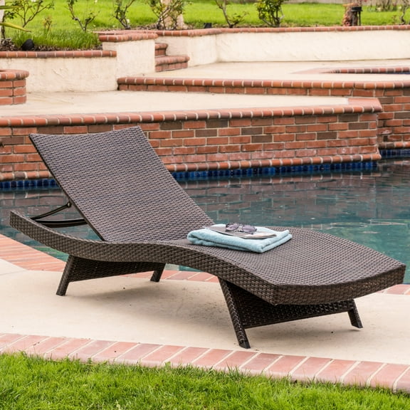 Comfortable Outdoor Chair - And Metal, Brown Multi, Adjustable Back Modern Patio Chaise Lounge ,