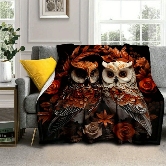 Comfortable Owl Pattern Blanket Soft Warm and Versatile for Sofas Offices Beds Camping and Travel Perfect for All Seasons
