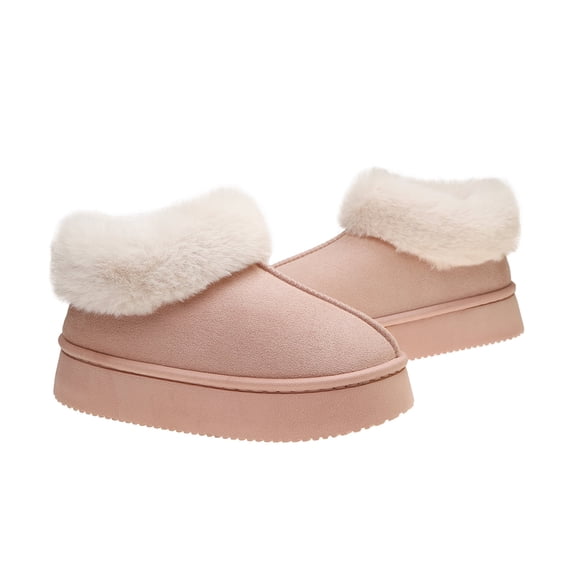 Women’s Winter House Slippers Fleece Lined Faux Fur Slip-On with Supportive Memory Foam Sole