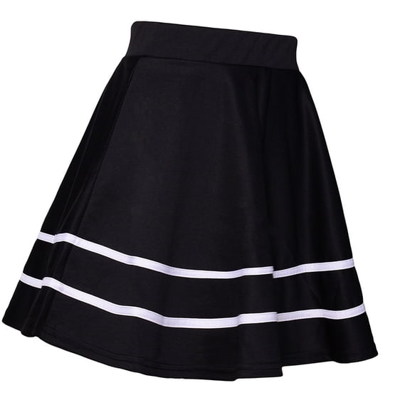 Comfortable Polyester A Line Skirt Trendy Black And White Stripes Fashion Beach Skirts Dress For Various Occasion