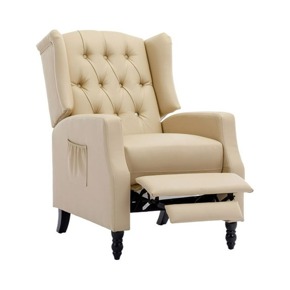 Comfortable Recliner Chair, Upholstered Accent Chair with Button Tufted Back and Thick Seat Cushion, Modern Single Sofa Leisure Chair for Living Room,Bedroom,Lounge,Camel