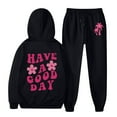 thumbnail image 1 of Comfortable Red Hoodie and Sweatpants Set 'Have a Good Day' Graphic Design Unisex Casual Wear, 1 of 3