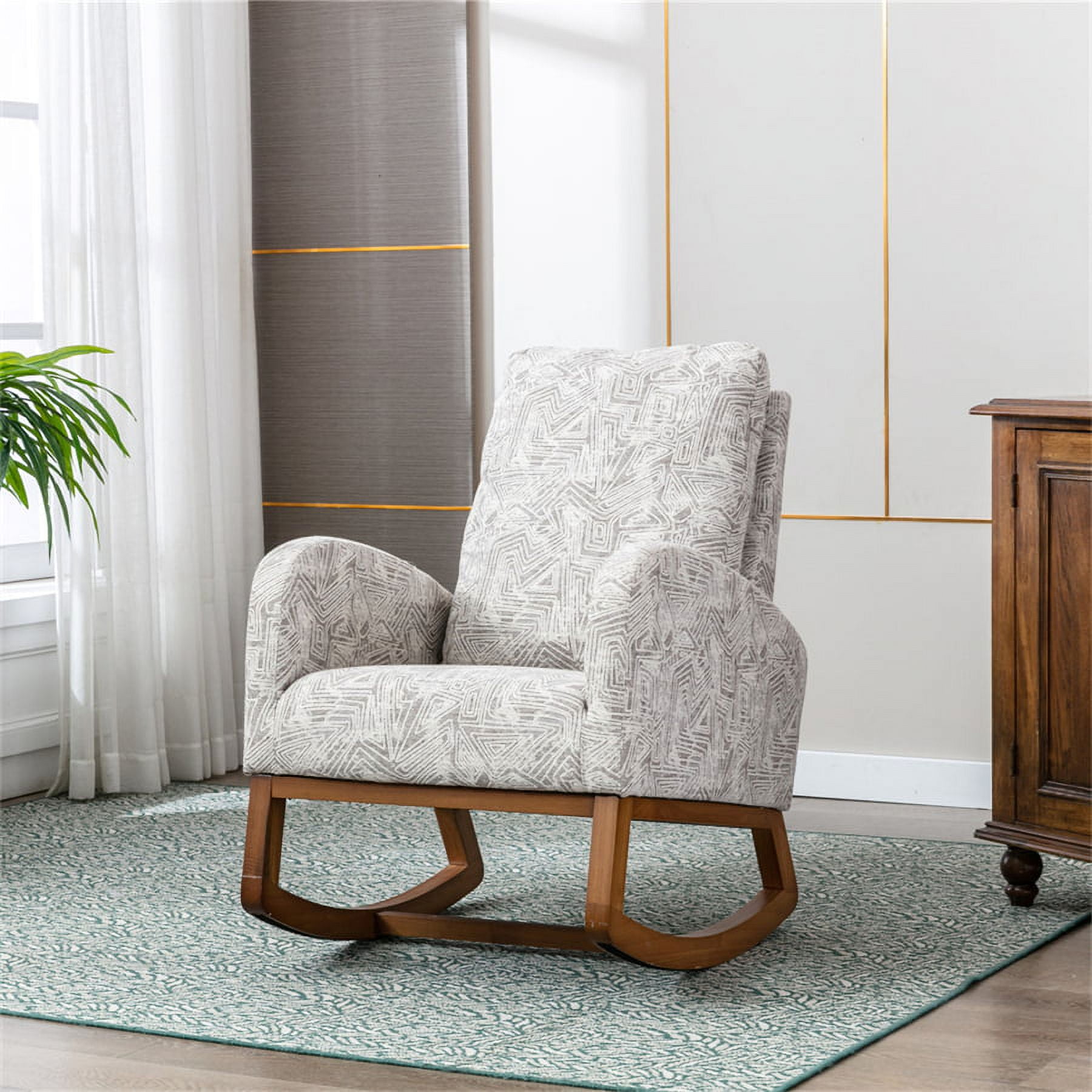 Comfortable Relax Rocking Chair with Side Pocket,Modern High Back ...