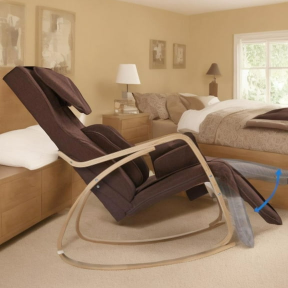 Comfortable Relaxation Chair - Adjustable Heating And Massaging In Brown Linen Rocking With Back Massage Kneading Tapping Options