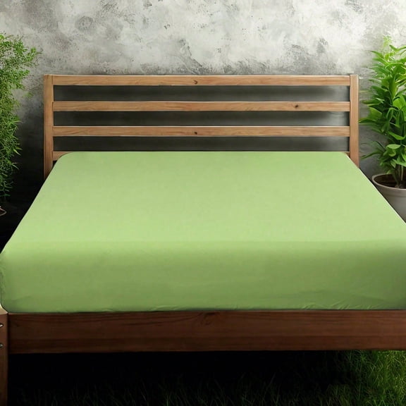 Sage Green Microfiber Fitted Sheet, Ultra Soft Durable Bedding, Wrinkle Fade Stain & Shrink Resistant, 15 Inch Deep Pocket with Full Elastic Edges