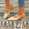 thumbnail image 1 of Comfortable Sandals for Women Chunky Heel Closed Toe Summer Daily Shoes Fashion Casual Spring Summer Comfortable Solid Color Buckle Back Hollow Thick Heel Sandals, 1 of 10