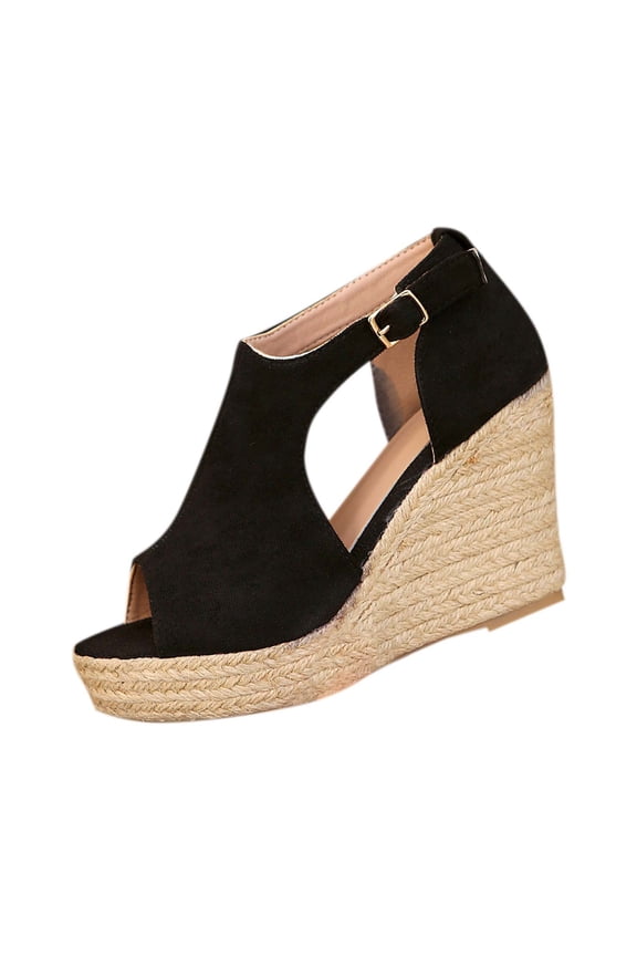Comfortable Sandals for Women Oofos Womens Womens Sandals Comfortable Women's Fashionable Casual Versatile Fish Mouth Spring And Summer Comfortable Thick Bottom Wedge Sandals Black