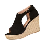 Comfortable Sandals for Women Oofos Womens Womens Sandals Comfortable Womens Fashionable Casual Versatile Fish Mouth Spring And Summer Comfortable Thick Bottom Wedge Sandals Black