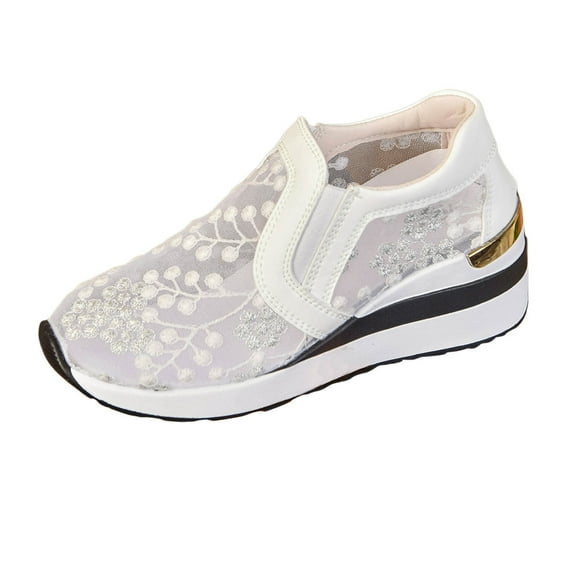 Comfortable Sandals for Women Strappy Summer Fashion Ladies Fashion Breathable Lace Mesh Flower Embroidery Round Head Thick Bottom Comfortable Casual Shoes