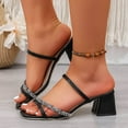 thumbnail image 1 of Comfortable Sandals for Women Chunky Heel Open Toe Slip-on Dressy Sandals Summer Casual Leisure Dressy Daily Shoes Outerwear, 1 of 8