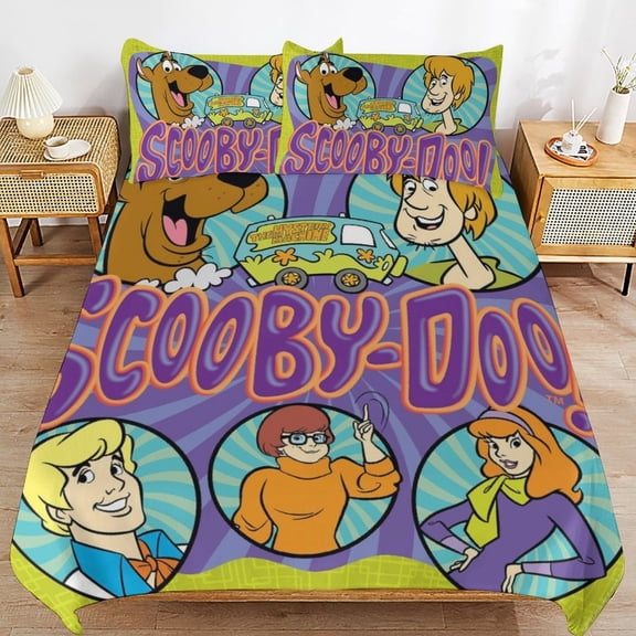 Comfortable Scooby Bedding 3 Pieces Set With Pillow Shams for All Seasons 90"x90"