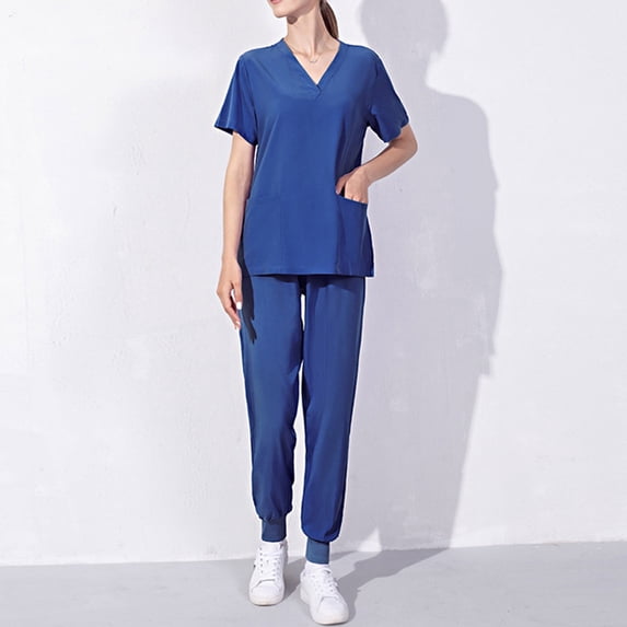 Comfortable Scrubs for Women Set Short Sleeve Scrub Tops & Straight Cargo Trousers Nurse Uniform with Pockets