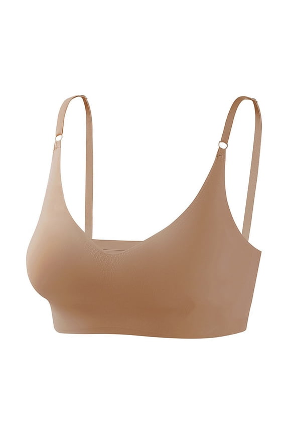 Comfortable Seamless Bra for Women Wireless Full Coverage V Plunge Bralette Smooth Back Stretchable Straps Bra