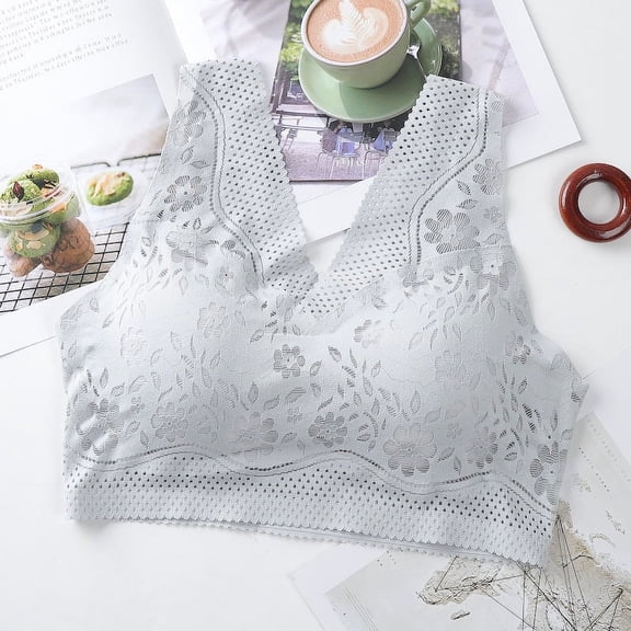Comfortable Seamless Bralette With Lace Back Modest Coverage Non-Padded Wireless Bras For Women No Show Sports Bras For Women