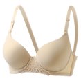 thumbnail image 1 of Comfortable Seamless Full Coverage Bra for Women Underwire Bras with Soft Support Deep V Neck Solid Balconette Beige XL, 1 of 8