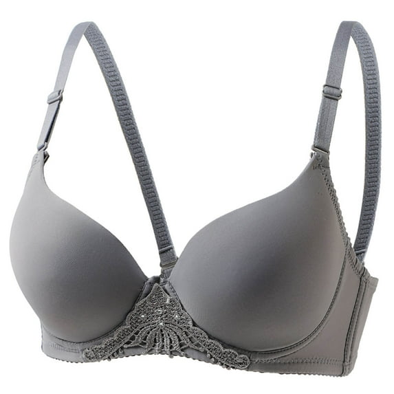 Comfortable Seamless Full Coverage Bra for Women Underwire Bras with Soft Support Deep V Neck Solid Balconette Gray XXL