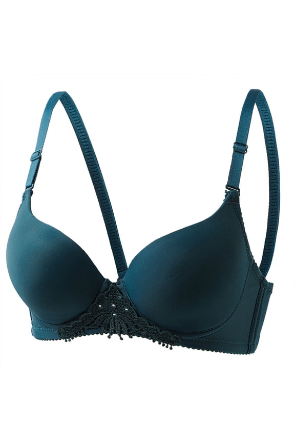 Comfortable Seamless Full Coverage Bra for Women Underwire Bras with Soft Support Deep V Neck Solid Balconette Green XL