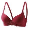 thumbnail image 1 of Comfortable Seamless Full Coverage Bra for Women Underwire Bras with Soft Support Deep V Neck Solid Balconette Red XL, 1 of 8