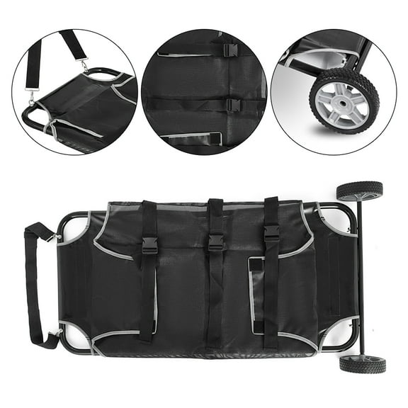 Comfortable and Secure Dog Stretcher with Soft Cloth, Safety Buckles, 110 lbs Capacity, Stainless Steel Frame, Easy to Move with Wheels and Shoulder Strap, Waterproof and Easy to Clean