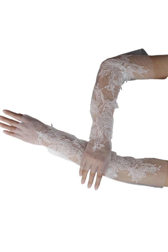 Comfortable Sheer Tulle Fingerless Gloves Long Sleeves Bridal Accessories