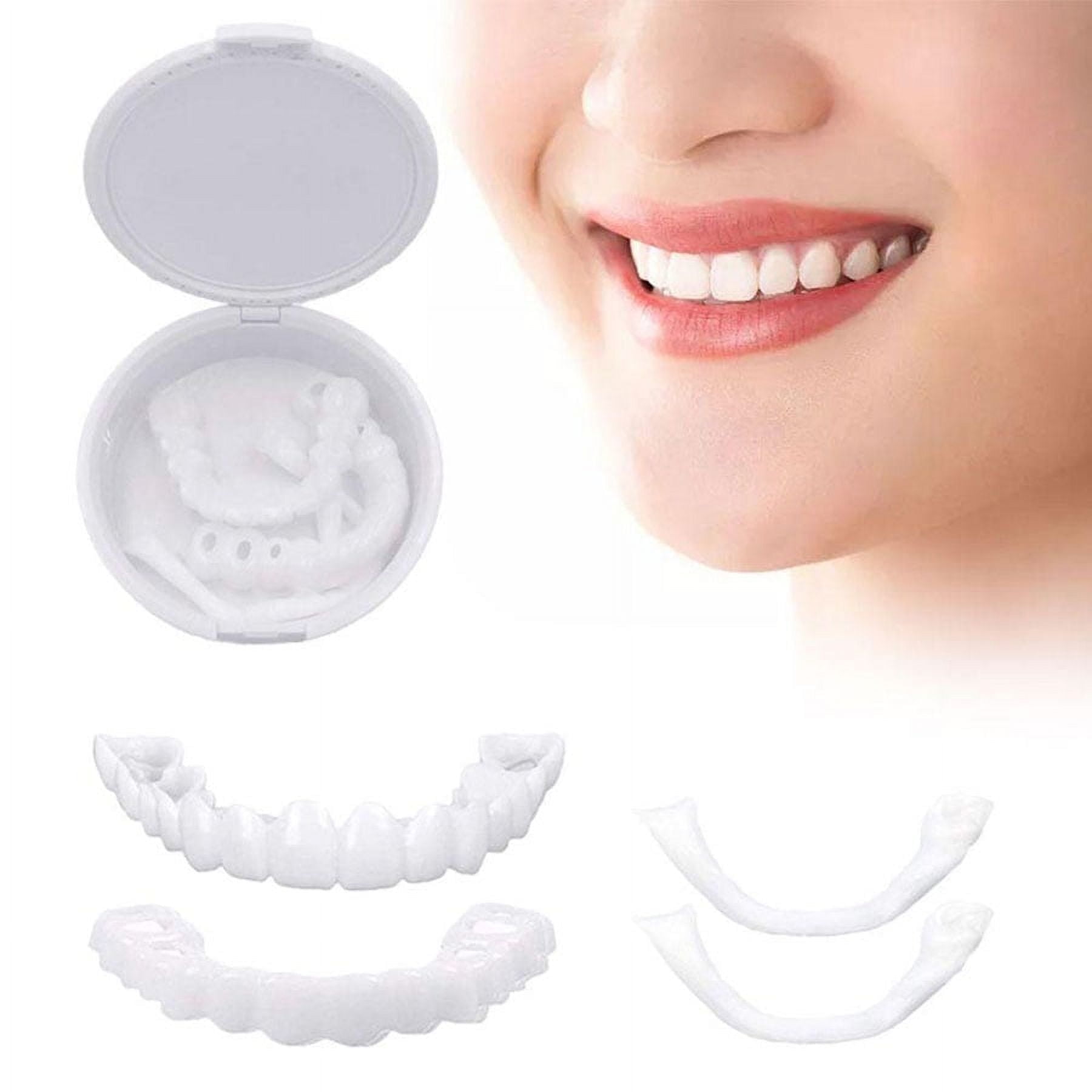 Walmart Comfortable Silicone+Plastic False Teeth Veneers, Upper Lower Fake Tooth Cover