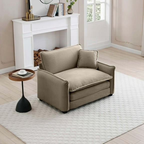 Comfortable Single Deep Seat Sofa with Corduroy, Suitable for Multi-Occasions