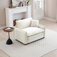 thumbnail image 1 of Comfortable Single Sofa with 85×80×75cm Size, Beige Corduroy Fabric, Suitable for Living Room, Offering Cloud-like Comfort, 1 of 14