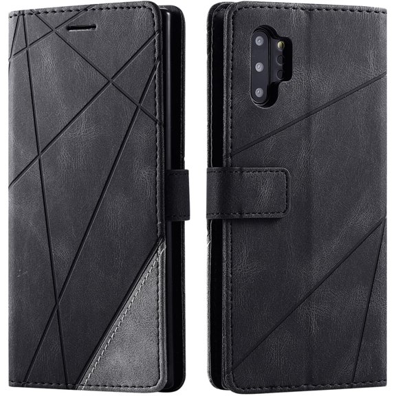 Comfortable Skin-Friendly PU+TPU Flip Phone case for Samsung Galaxy A10 A20 A21 A30 A40 A50 A70 S E Protective Cover Unique Full wrap-Around Anti-Drop Bumper(Black,A20E)