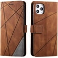 thumbnail image 1 of Comfortable Skin-Friendly PU+TPU Flip Phone case for iPhone 14 13 12 11 8 7 6 S X XS XR Plus Pro Max Mini SE Protective Cover Unique Full wrap-Around Anti-Drop Bumper(Brown,12), 1 of 8