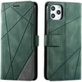 thumbnail image 1 of Comfortable Skin-Friendly PU+TPU Flip Phone case for iPhone 14 13 12 11 8 7 6 S X XS XR Plus Pro Max Mini SE Protective Cover Unique Full wrap-Around Anti-Drop Bumper(Green,11 Pro max), 1 of 8